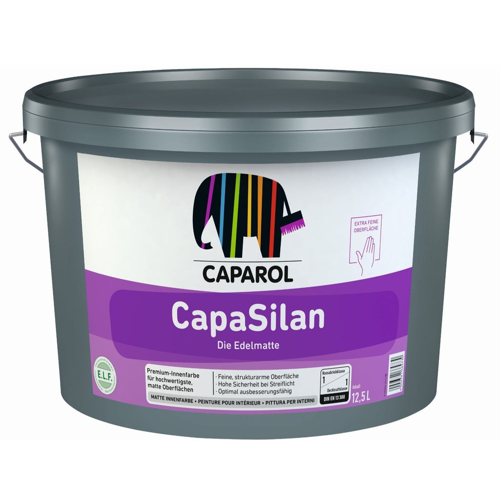 CapaSilan is an emission-minimised and solvent-free, mineral matt, scrub-resistant interior paint with outstanding properties 2.5% sheen. Can be applied to Lime plasters and is highly breathable. 