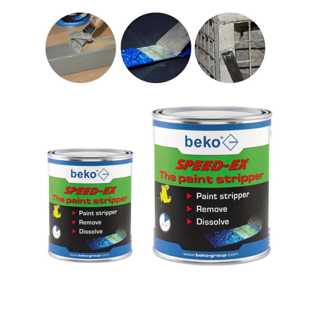 Beko Speed-Ex Paint Stripper  Benefits:  Completely removes & dissolves paint in up to 10 minutes Highly effective paint stripper Gel consistency – easy & simple to apply 100% harmless to skin – causes no irritation Non-hazardous, no health risks & low odour Works on any surface – metals, woods & plastics Paintshack