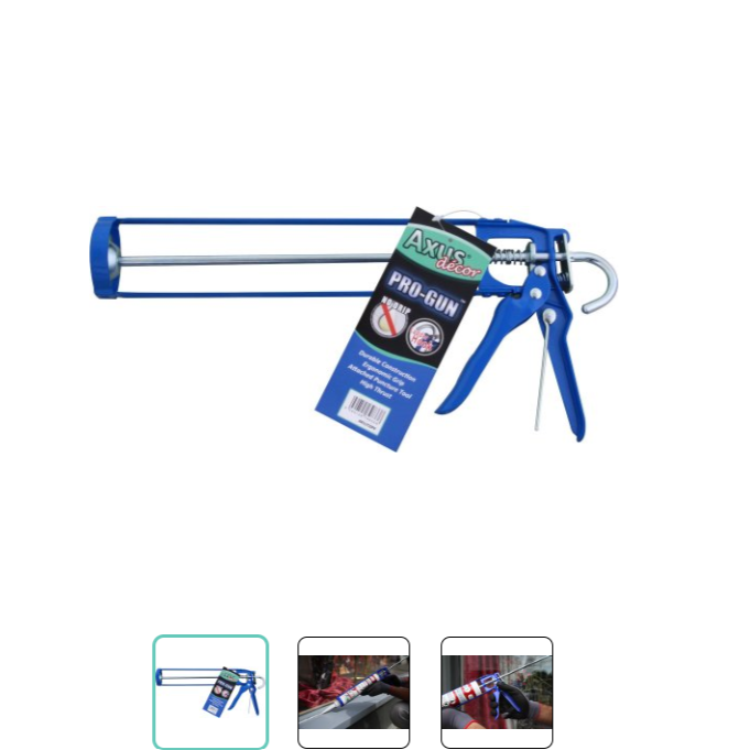 Axus Blue Pro Caulk Gun Heavy Duty will hold all mastic and caulk tubes upto 380ml size Gun has nozzle cleaner attached and ladder hook