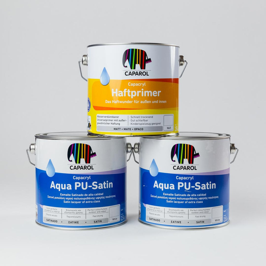 Caparol PU-Satin and Caparol Haftprimer Undercoat White