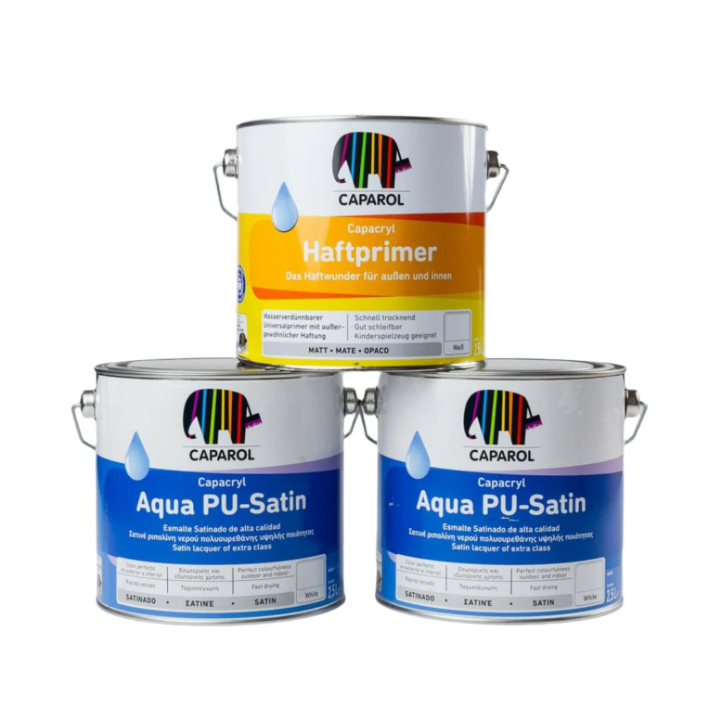Caparol PU-Satin and Caparol Haftprimer Undercoat White