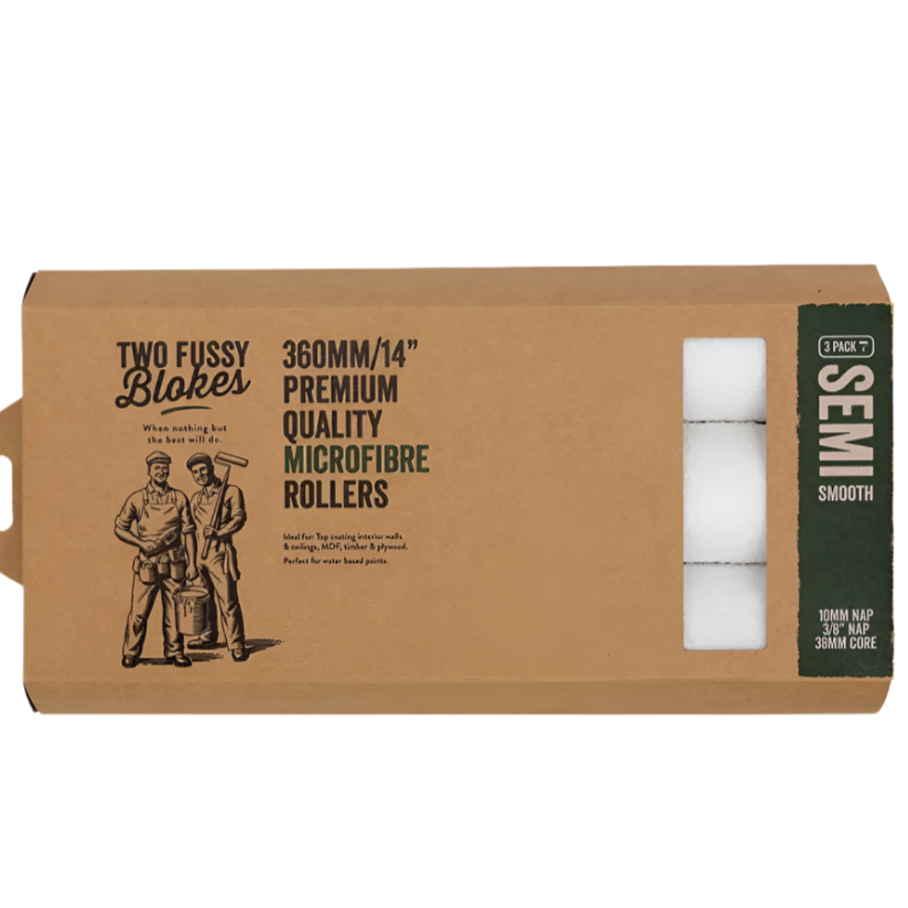 PREMIUM QUALITY MICROFIBRE ROLLERS 10MM NAP

The mid-sized nap in our range, the 10mm big rollers come in 230mm, 270mm,305mm,
360mm and 455mm lengths to suit a variety of painting jobs. This is the most versatile
of our rollers, offering excellent paint pick-up, finish, and release. Able to be used with all