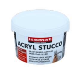 Isomat Acryl Stucco Paintshack Ready-mixed, acrylic skim coat filler. Ideal for repairs to most building materials including plaster, concrete, masonry, wood, gypsum board and cement board. Easy-to-apply and can be sanded down to a smooth, even surface, ready for priming and painting in 2-3 hours. For interior and exterior use.